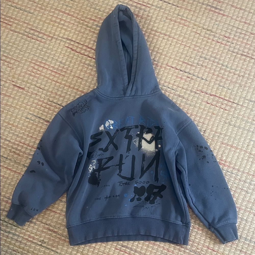 Zara Kids Blue Graphic Hoodie s 9